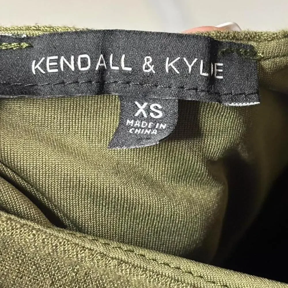 Kendall & Kylie Olive Green Mini Dress XS Strappy Bodycon Slip Dress